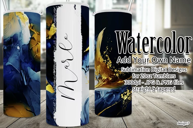 Watercolor Tumbler Wrap, Add Your Own Name, Sublimation d7