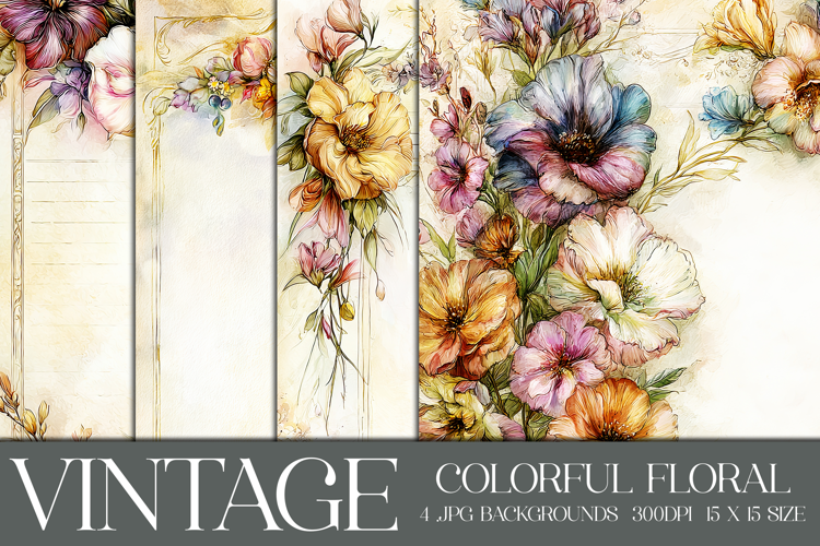 Vintage Floral Background, Colorful Floral Backgrounds, s1