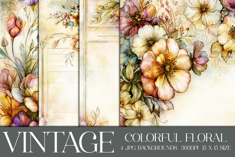 Vintage Floral Background, Colorful Floral Backgrounds, s2