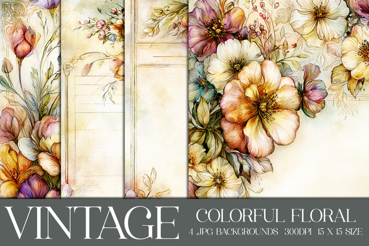 Vintage Floral Background, Colorful Floral Backgrounds, s2