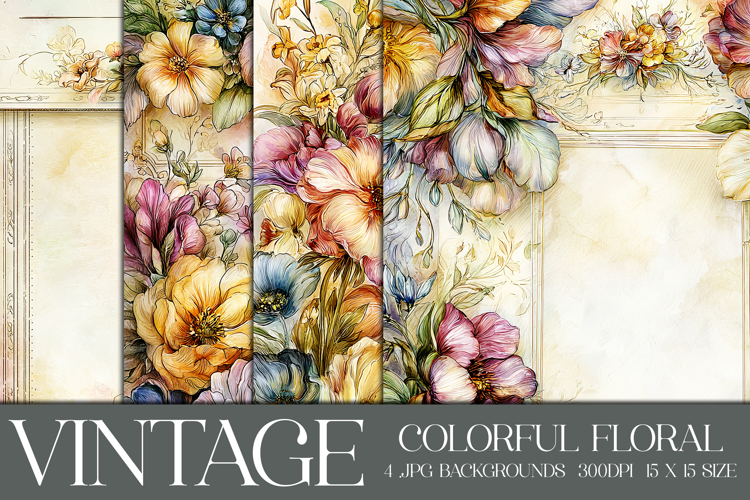 Vintage Floral Background, Colorful Floral Backgrounds, s3
