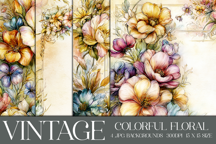 Vintage Floral Background, Colorful Floral Backgrounds, s5