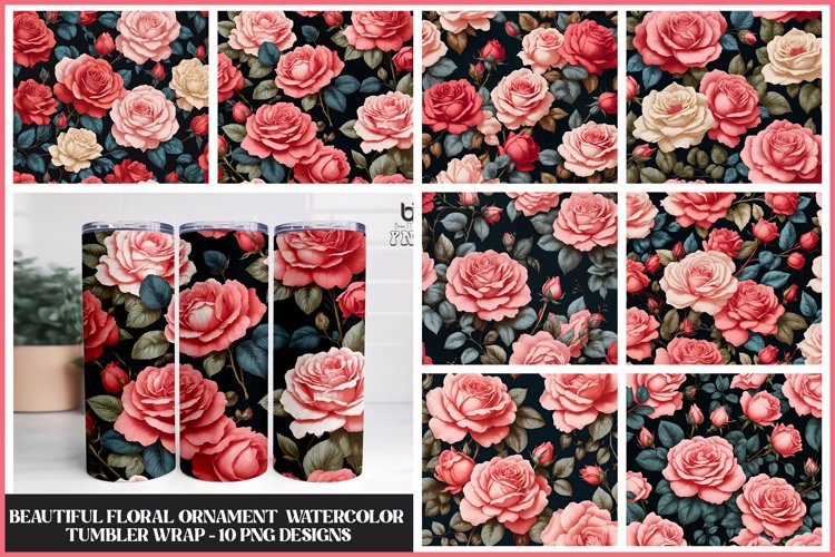 Beautiful Floral Watercolor Sublimation Tumbler Wrap