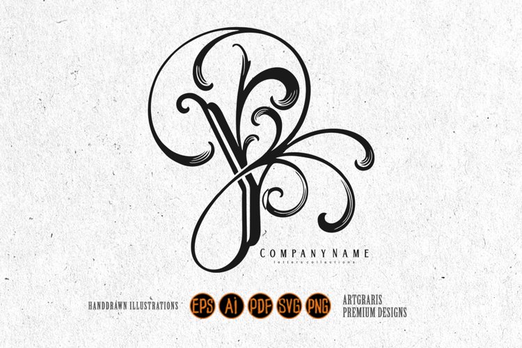 Beautiful flourish floral Y emblem monogram logo outline example image 1