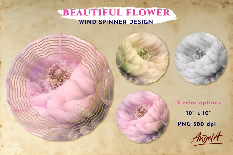 Sublimation wind spinner design. Beautiful flower PNG