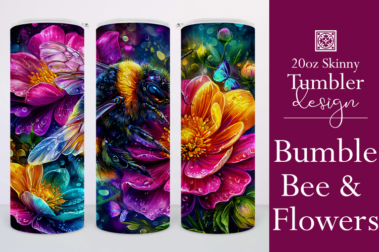 Animal Tumbler Wrap, Bumble Bee and Flowers Tumbler Wrap, t1