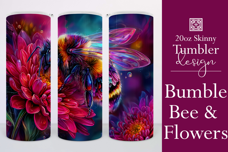 Animal Tumbler Wrap, Bumble Bee and Flowers Tumbler Wrap t12