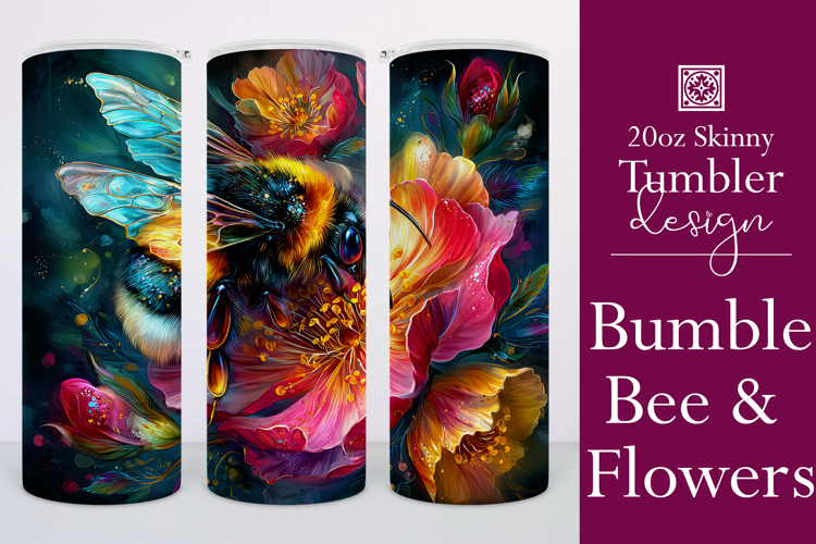 Animal Tumbler Wrap, Bumble Bee and Flowers Tumbler Wrap t15