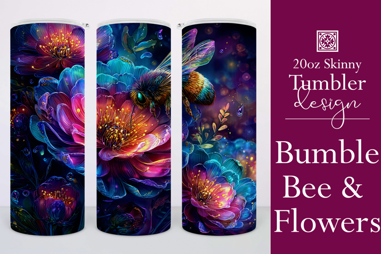 Animal Tumbler Wrap, Bumble Bee and Flowers Tumbler Wrap t17