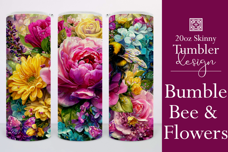 Animal Tumbler Wrap, Bumble Bee and Flowers Tumbler Wrap t18