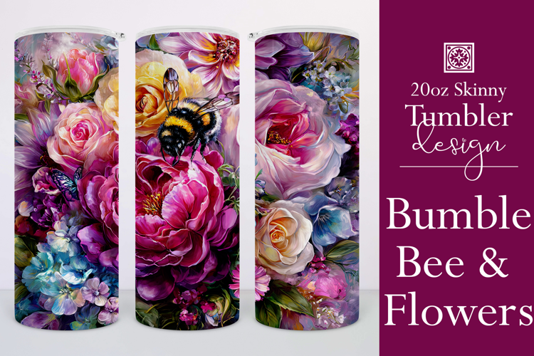 Animal Tumbler Wrap, Bumble Bee and Flowers Tumbler Wrap t19