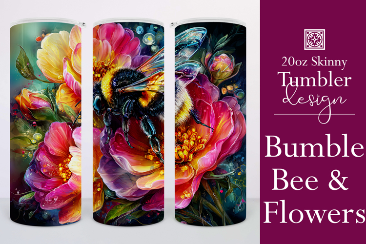 Animal Tumbler Wrap, Bumble Bee and Flowers Tumbler Wrap, t3