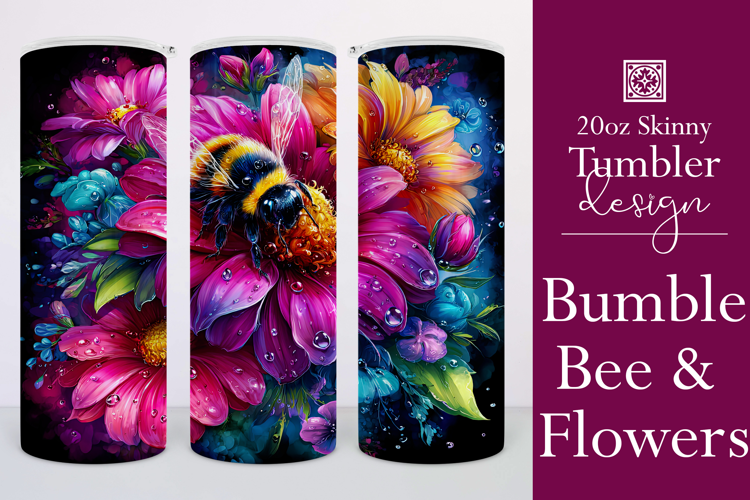 Animal Tumbler Wrap, Bumble Bee and Flowers Tumbler Wrap, t4