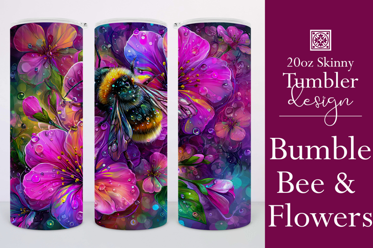 Animal Tumbler Wrap, Bumble Bee and Flowers Tumbler Wrap, t7