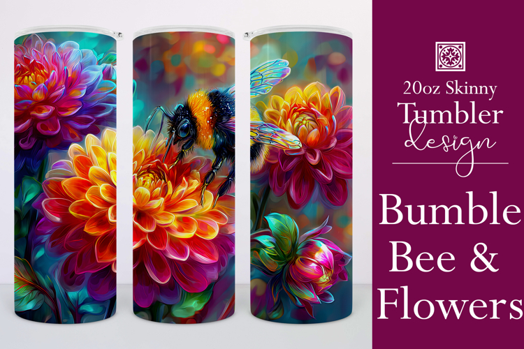 Animal Tumbler Wrap, Bumble Bee and Flowers Tumbler Wrap, t8