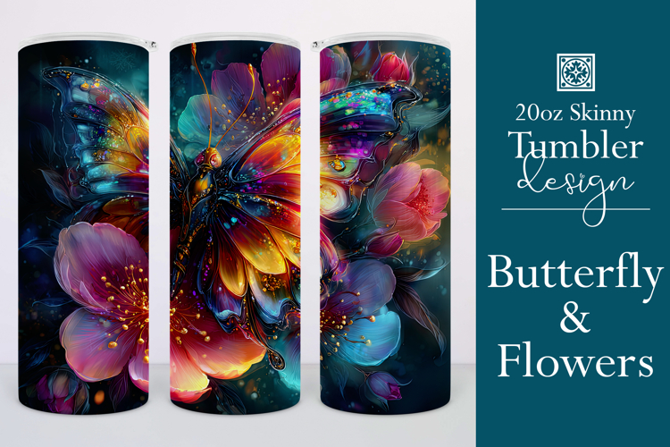 Animal Tumbler Wrap, Butterfly and Flowers Tumbler Wrap t10