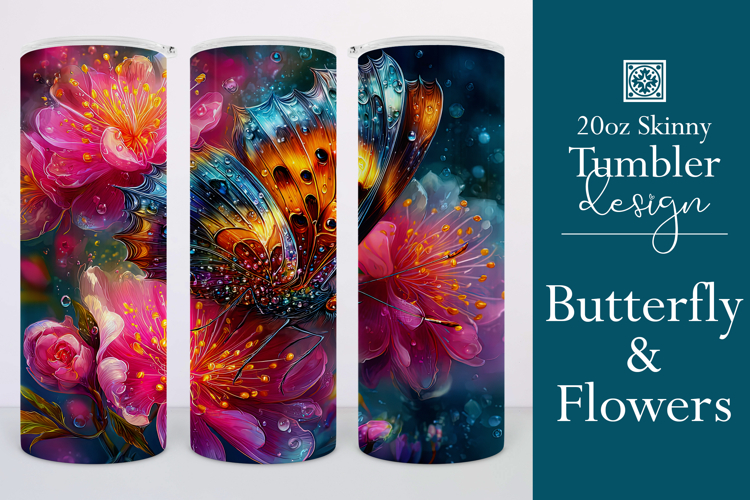 Animal Tumbler Wrap, Butterfly and Flowers Tumbler Wrap t11