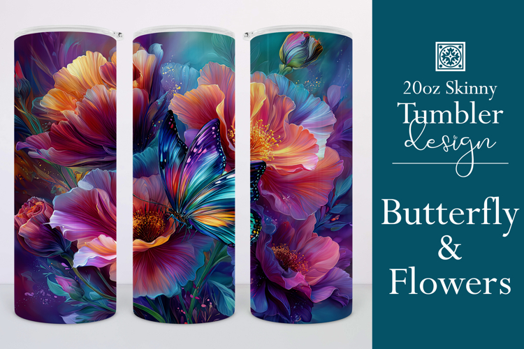 Animal Tumbler Wrap, Butterfly and Flowers Tumbler Wrap t12