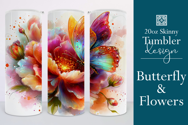 Animal Tumbler Wrap, Butterfly and Flowers Tumbler Wrap t13