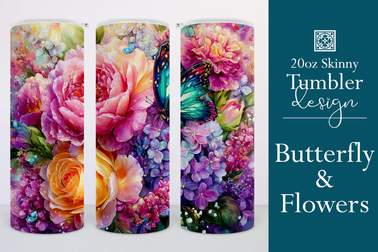 Animal Tumbler Wrap, Butterfly and Flowers Tumbler Wrap t20