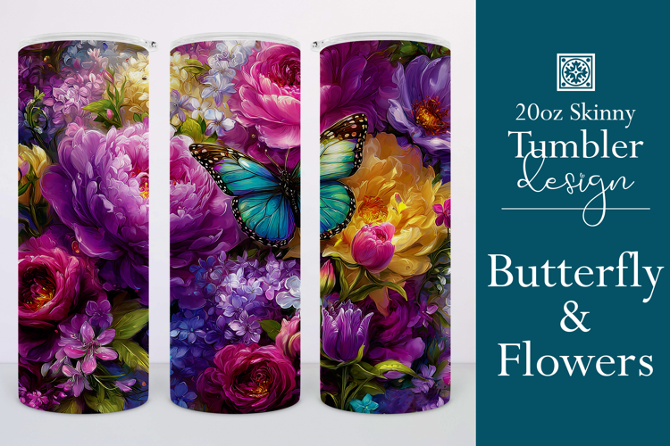 Animal Tumbler Wrap, Butterfly and Flowers Tumbler Wrap t21