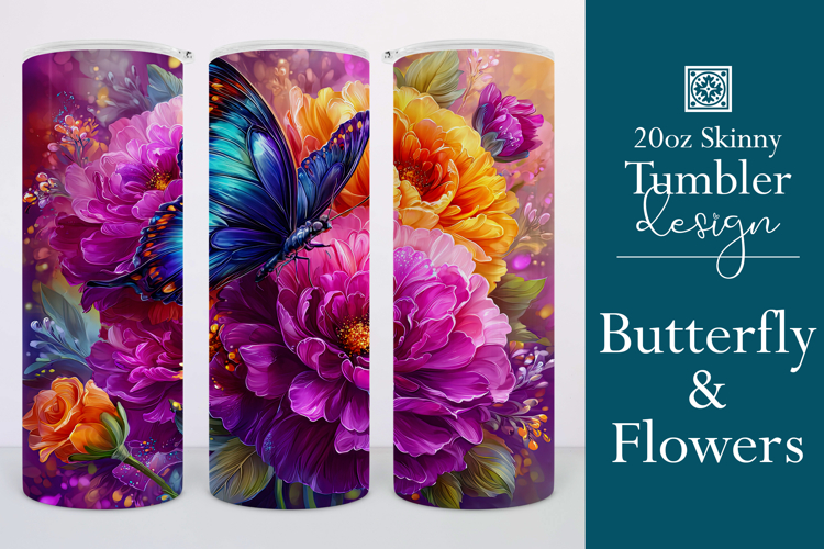 Animal Tumbler Wrap, Butterfly and Flowers Tumbler Wrap t8