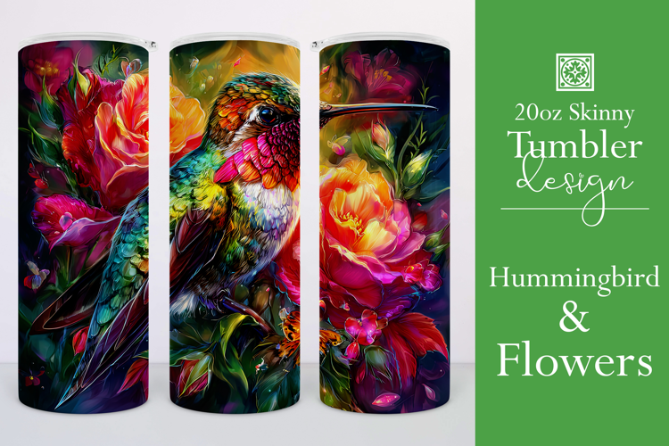 Animal Tumbler Wrap, Hummingbird Flowers Tumbler Wrap, t1