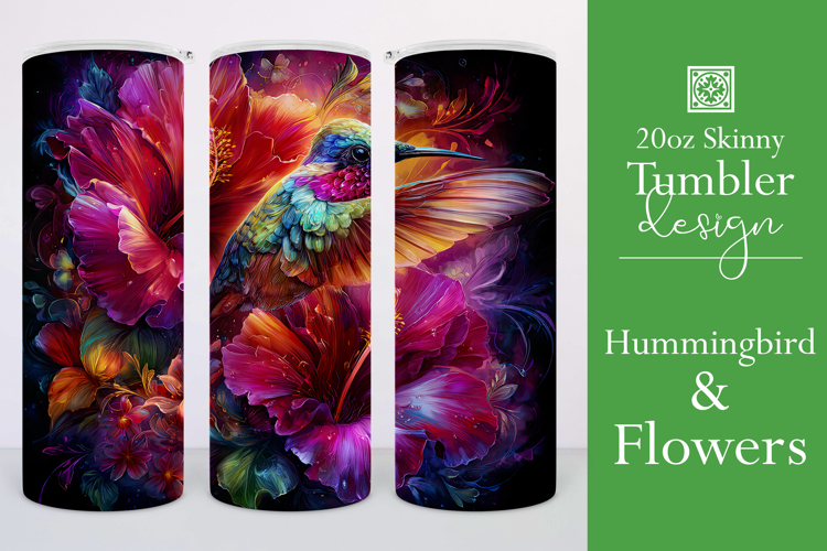Animal Tumbler Wrap, Hummingbird Flowers Tumbler Wrap, t10