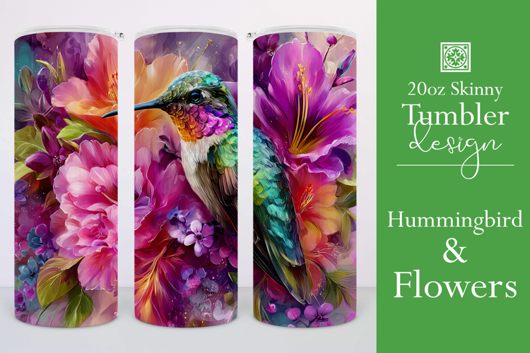Animal Tumbler Wrap, Hummingbird Flowers Tumbler Wrap, t11