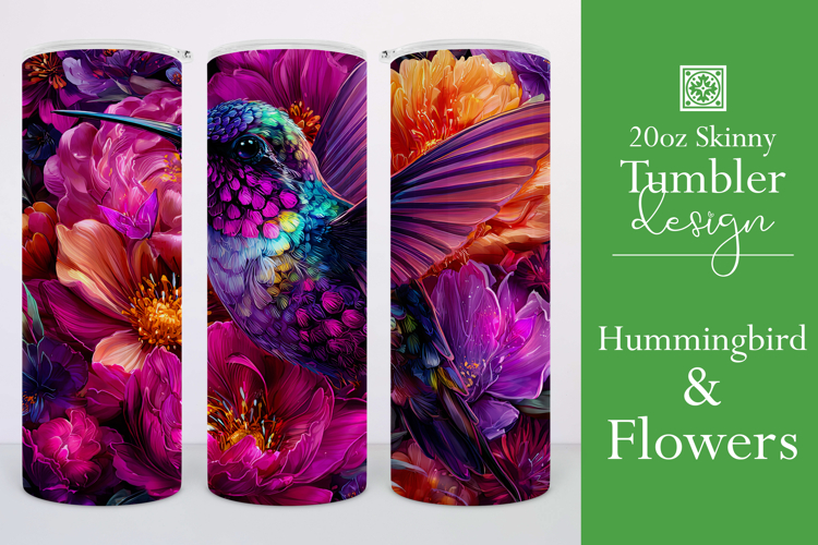 Animal Tumbler Wrap, Hummingbird Flowers Tumbler Wrap, t12