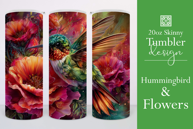 Animal Tumbler Wrap, Hummingbird Flowers Tumbler Wrap, t14