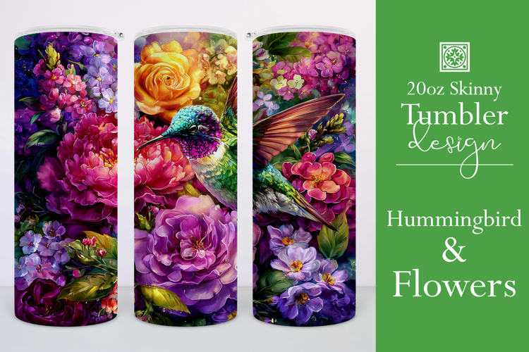 Animal Tumbler Wrap, Hummingbird Flowers Tumbler Wrap, t17
