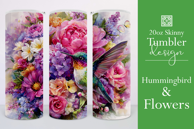 Animal Tumbler Wrap, Hummingbird Flowers Tumbler Wrap, t19
