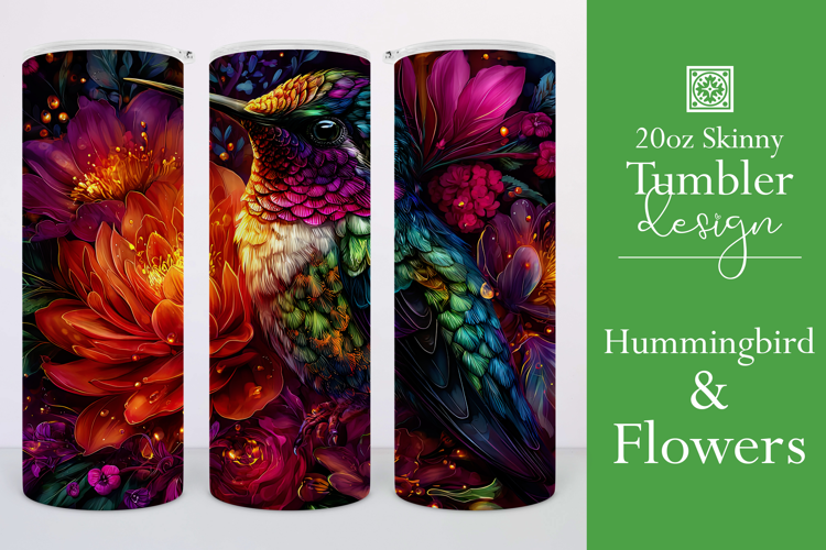 Animal Tumbler Wrap, Hummingbird Flowers Tumbler Wrap, t2