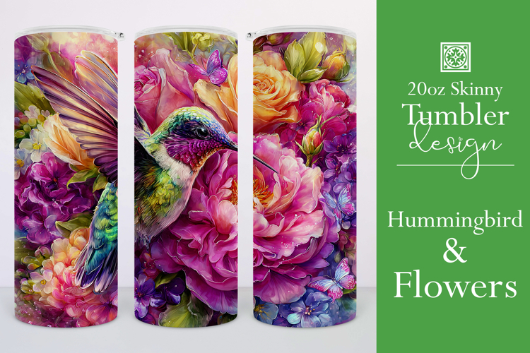 Animal Tumbler Wrap, Hummingbird Flowers Tumbler Wrap, t23