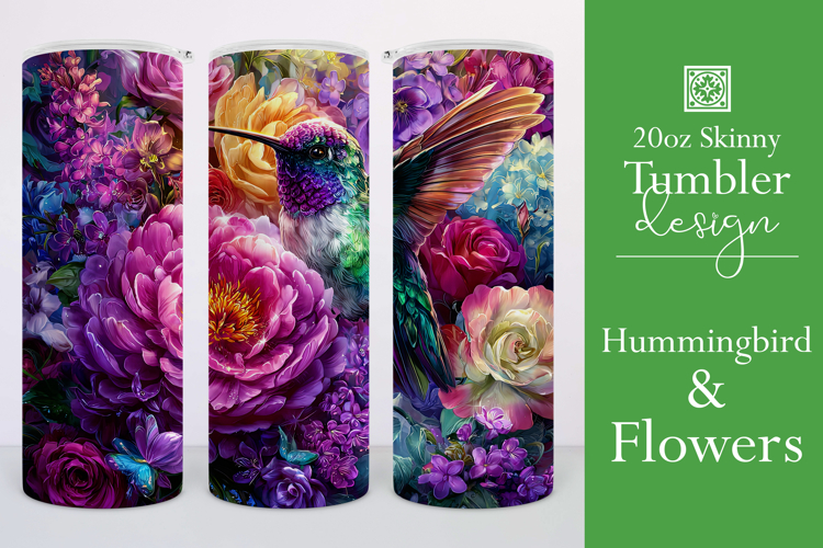 Animal Tumbler Wrap, Hummingbird Flowers Tumbler Wrap, t24