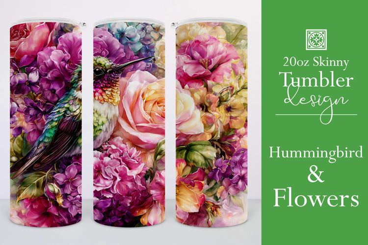 Animal Tumbler Wrap, Hummingbird Flowers Tumbler Wrap, t27