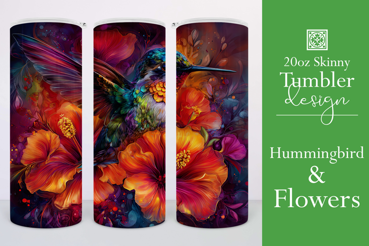 Animal Tumbler Wrap, Hummingbird Flowers Tumbler Wrap, t3