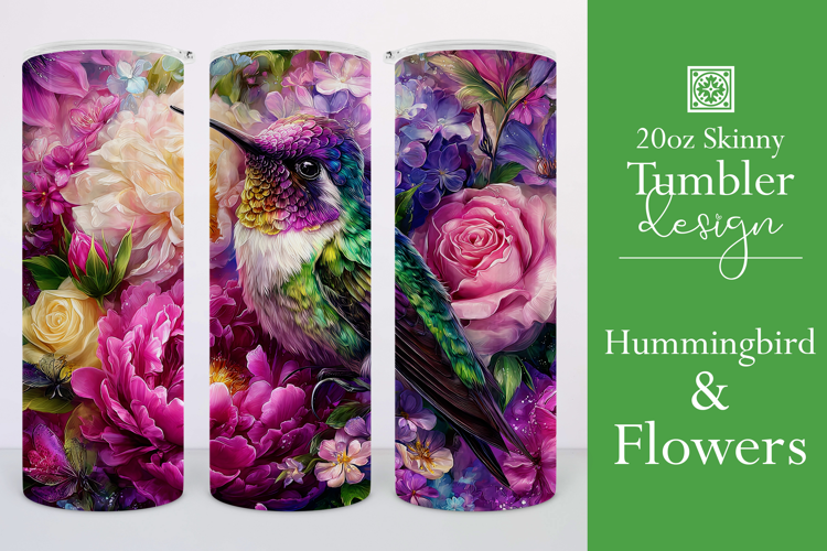 Animal Tumbler Wrap, Hummingbird Flowers Tumbler Wrap, t30