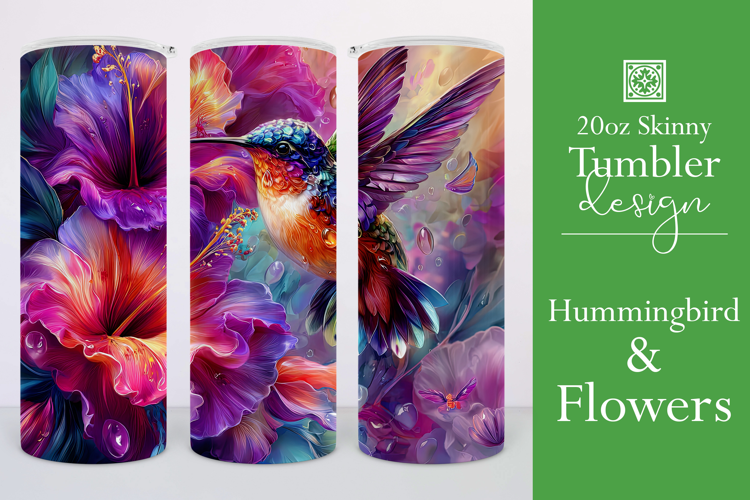 Animal Tumbler Wrap, Hummingbird Flowers Tumbler Wrap, t4