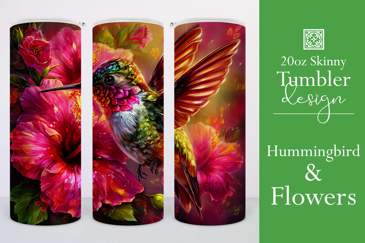 Animal Tumbler Wrap, Hummingbird Flowers Tumbler Wrap, t5