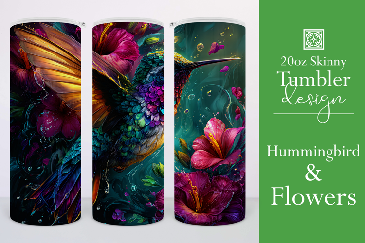Animal Tumbler Wrap, Hummingbird Flowers Tumbler Wrap, t6