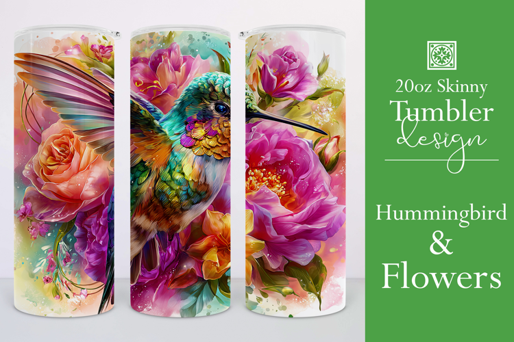 Animal Tumbler Wrap, Hummingbird Flowers Tumbler Wrap, t7