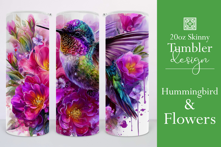 Animal Tumbler Wrap, Hummingbird Flowers Tumbler Wrap, t8