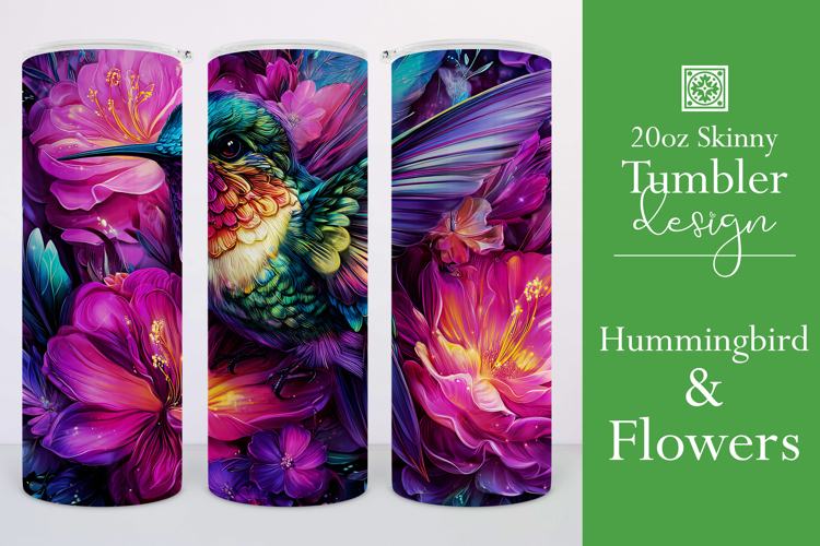 Animal Tumbler Wrap, Hummingbird Flowers Tumbler Wrap, t9