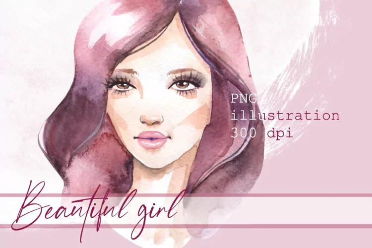 Beautiful girl. Watercolor png