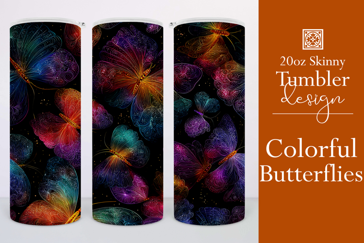 Animal Tumbler Wrap, Colorful Butterflies Tumbler Wrap, t10
