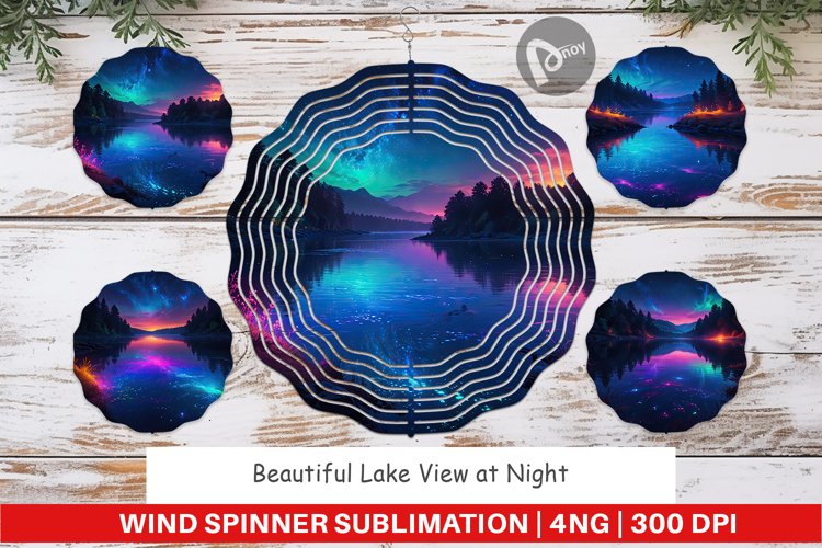 Wind Spinner Beautiful Lake at Night