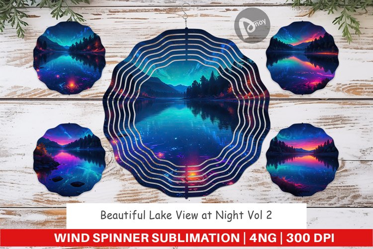 Wind Spinner Beautiful Lake at Night