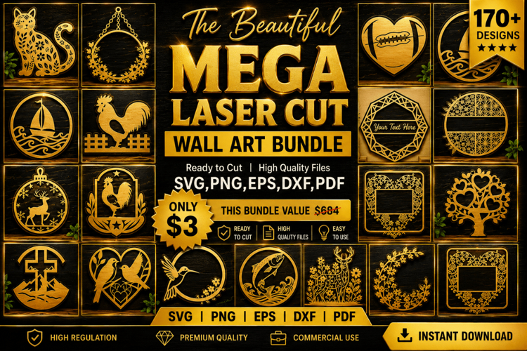 Beautiful Laser Cut Wall Art SVG Bundle,Laser Cut SVG Big Fi